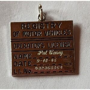 Vintage Sterling Silver Charm ONLY for a Charm Bracelet Registry Motor Vehicles